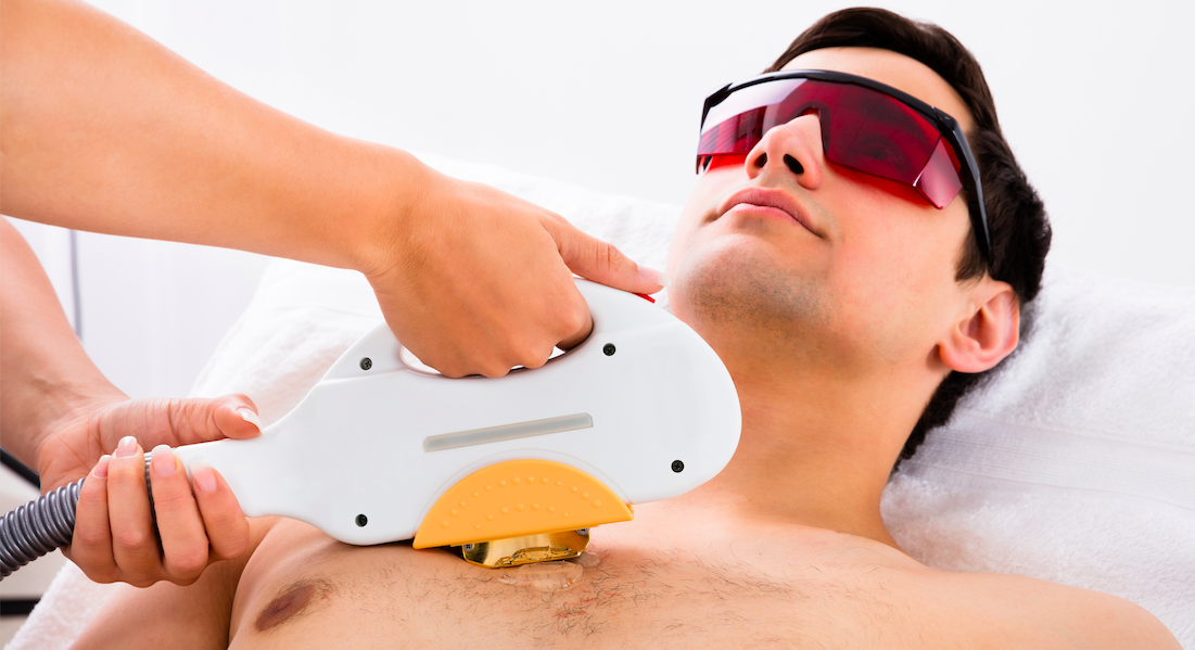 Man getting IPL laser treatment in a salon griffins house